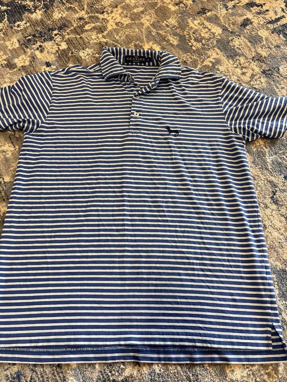 The Seaside Style Polo Shirt Size S Blue Stripe